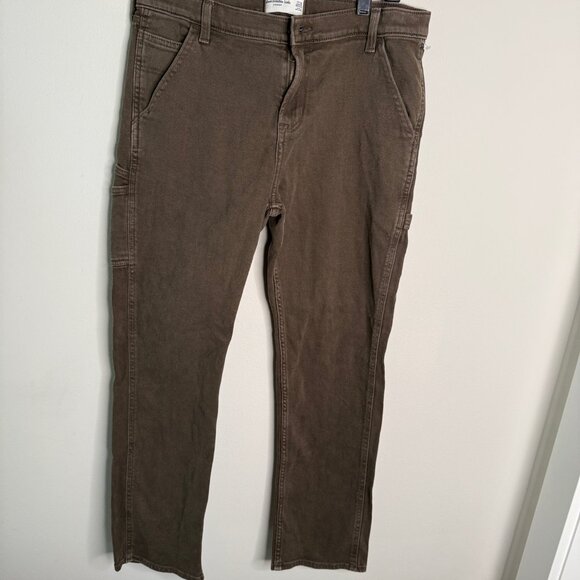 abercrombie kids Brown Straight Leg Casual Pants -‎ Size 17/18 - Picture 2 of 5